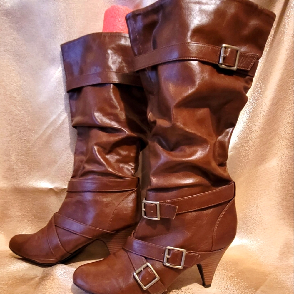 BROWN SLOUCH BOOTS - SZ 10